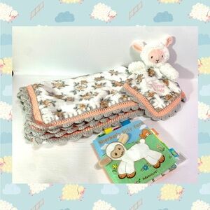 Little Easter Lamb Crochet Baby Blanket, Lovey and Book Gift Set